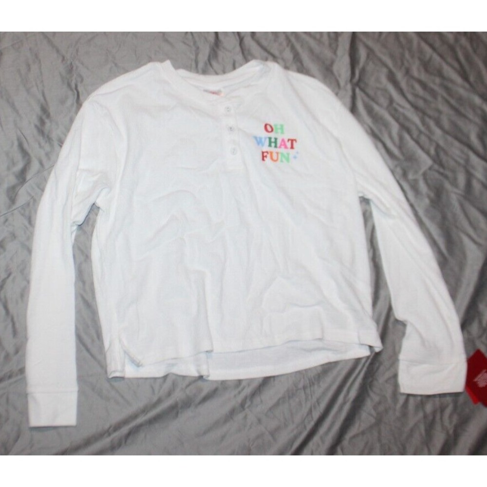 NEW! Women's "Oh What Fun" Thermal White Top - Wondershop size XS